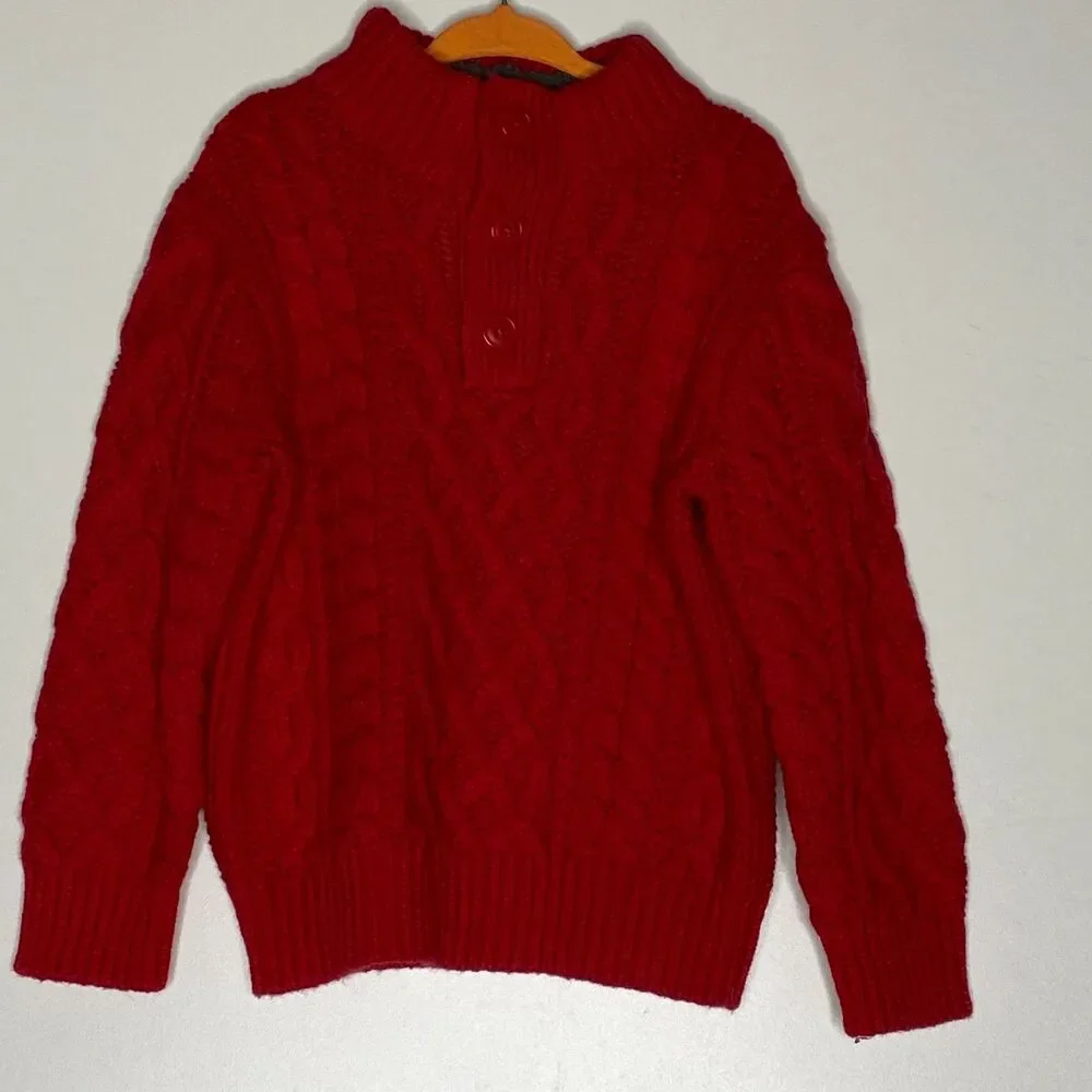 New Gap Toddler Mockneck Cable-Knit Red Sweater Boy's Size 3T